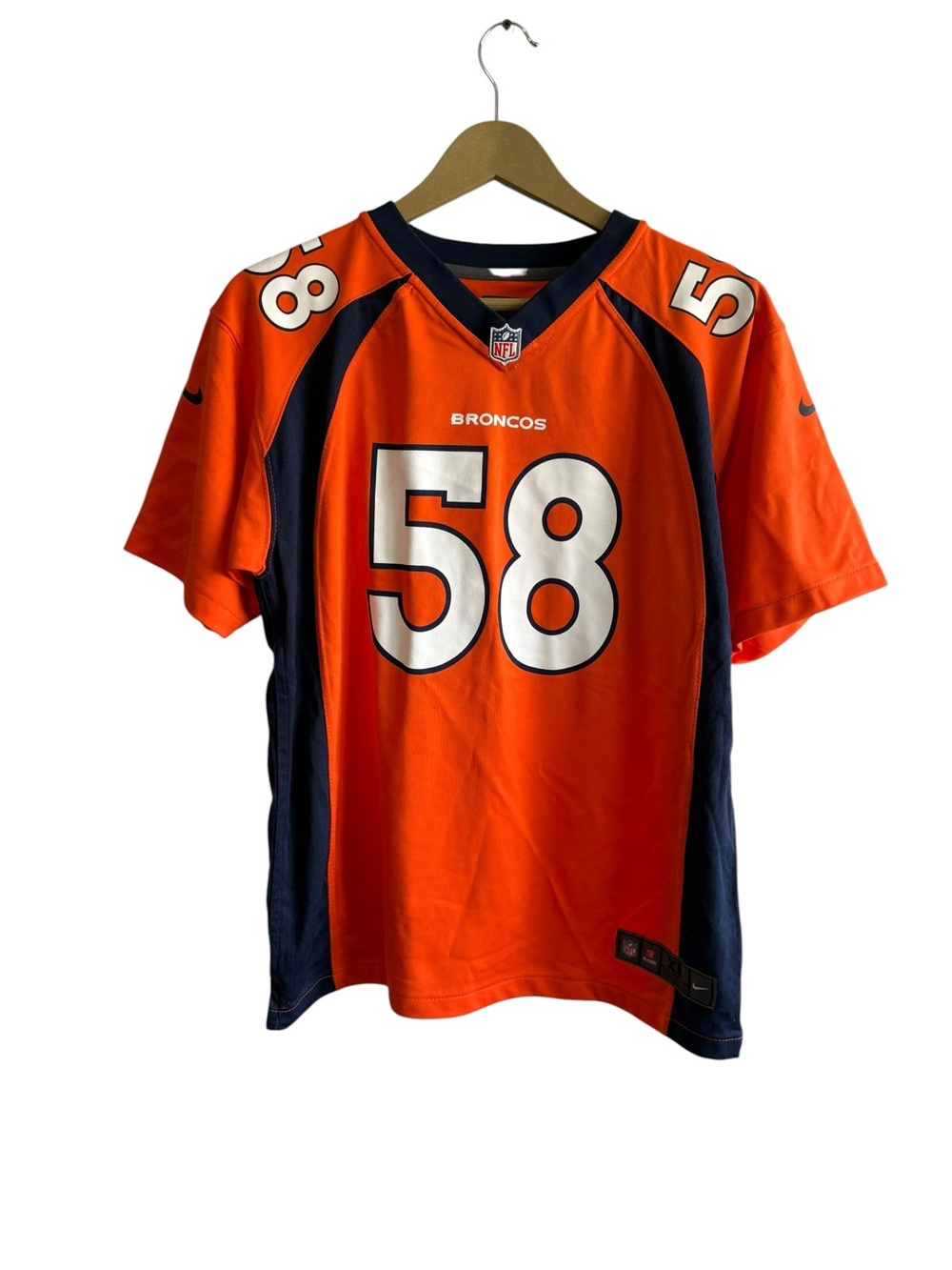 NFL Broncos Youth XL Miller #58 Jersey Orange Blue Sporty Football Travel